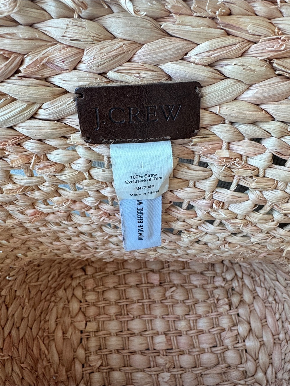 J. Crew Natural Woven Tote with Cream Floral Accent - Picture 3 of 6